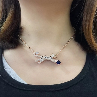 Good price Chunky S925 Sterling Silver Neckalce Choker Tiger Cat Lion King Charm Jewellery Gift online