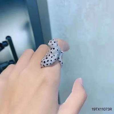 Buy Moissanite Sterling Silver 925 Diamond Ring White Gold Leopard Ring online manufacture