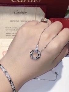 Good price Long Double Ring Pendant Sterling Silver Necklace Charm For Women 18inch online