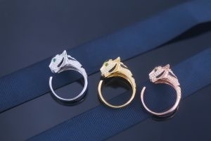 Buy 925 Sterling Silver Diamond Leopard Tiger Shaped Ring With Black Spotted Semi Ring online manufacture