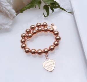 Good price Custom Fine Beaded 14k 18k Gold Ball Chain Bracelet 925 Sterling Silver Heart charm online