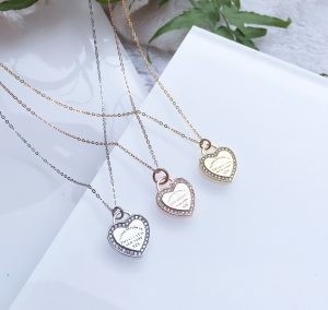 Good price 18 Inch Sterling Silver Heart Pendant Necklace Rhodium Plating online