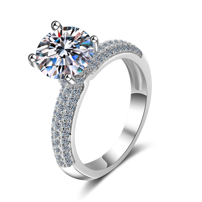 Good price Sterling Silver S925 Moissanite Jewelry Diamond Same Crown Ring 2 Carat online