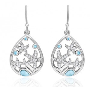 Buy Natural Stone Blue Larimar Teardrop Earrings Starfish Women Jewelry online manufacture