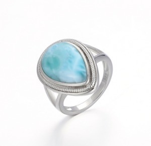 Buy Natural Cabochon Larimar Silver Jewelry Gemstone Ring 925 Solid Sterling Silver online manufacture