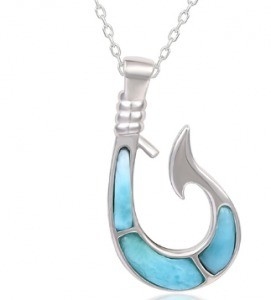 Buy 925 Sterling Larimar Silver Jewelry Gifts Fishhook Boat Anchor Charm Pendant online manufacture