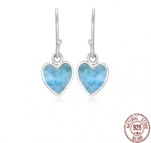 Buy 925 Sterling Silver Natural Larimar Heart Earrings Customized online manufacture