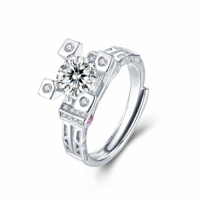Good price 1Carat Solitaire Engagement Moissanite Jewelry Ring Four Claws 925 Sterling Silver online