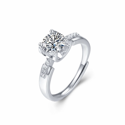 Good price 925 Sterling Silver Bridal Moissanite Engagement Ring Set 1 Carat online