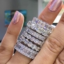 Good price S925 Sterling Silver Moissanite Wedding Bands Round Cut 3mm 1.5 Carat Diamond online