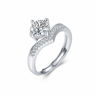 Buy 0.5 1 Carat 6 Prong Moissanite Engagement Ring D VSS1 925 Sterling Silver Custom online manufacture