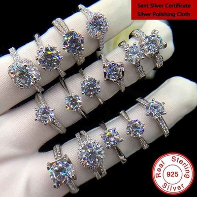 Good price 18k White Gold Solitaire Moissanite Engagement Rings 2 Carat Wedding Bands online