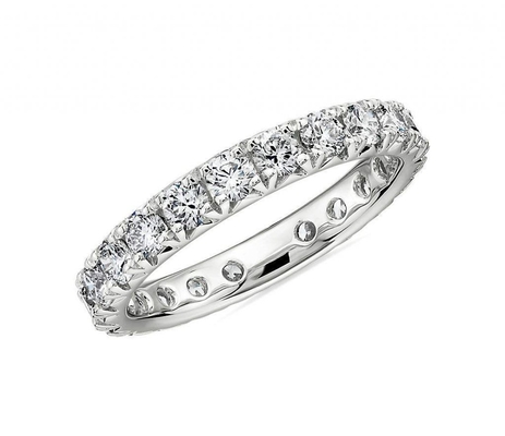 Good price Silver Prong 4ct Diamond Moissanite Band Rings 10K 12K Anniversary Fine Jewelry online