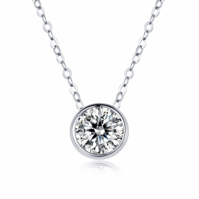 Good price Women 1ct Diamond Moissanite Solitaire Necklace 925 Sterling Silver OEM online
