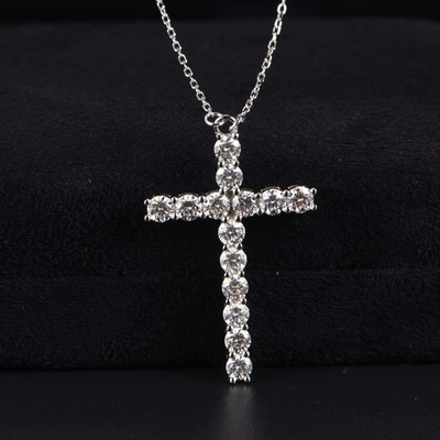 Good price 925 Sterling Silver Moissanite Jewelry Cross Pendant Chain Hip Hop Melee Necklace online