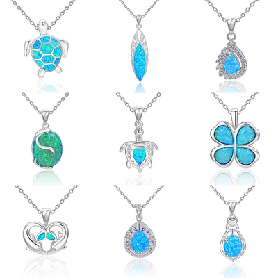 Good price Blue Sterling Opal Jewelry Sea Animal Pendant Necklace Apollo Chain Birthday Gift online