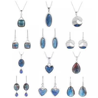 Good price Leaves Heart 925 Sterling Silver Opal Infinity Love Paw Necklace Kyanite Stone Pendant online