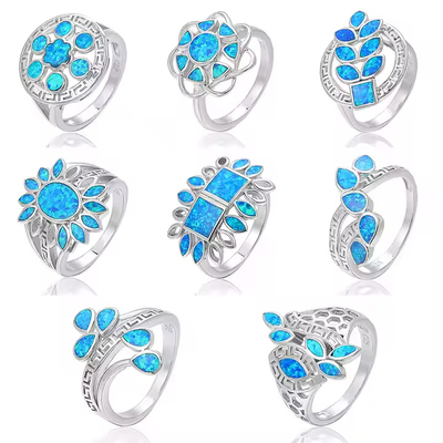 Good price Natural Blue Sterling Opal Jewelry Ring For Women ODM online