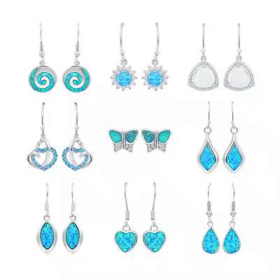 Good price Drop Synthetic Opal Leverback Earrings Women 925silver Jewelry online