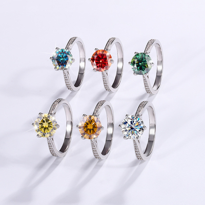 Good price 14K Gold 925 Silver 6 Prong Moissanite Jewelry Ring Adjustable For Engagement online