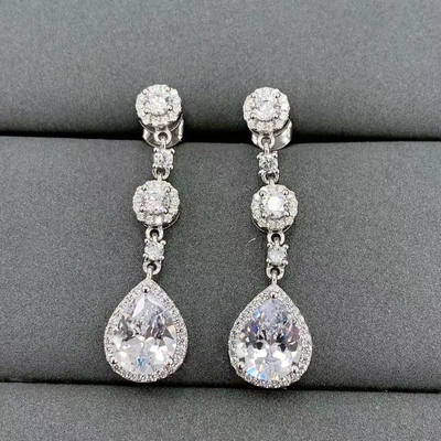 Good price Pear Shape Full Drop Hypoallergenic S925 Sterling Silver Teardrop Earrings Fine Jewelry online