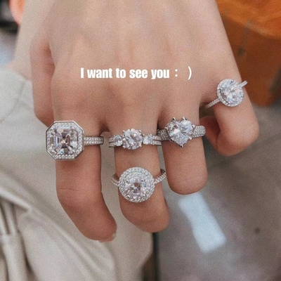 Good price 3.5G 925 Sterling Silver Wedding Rings With Diamonds Zircon online