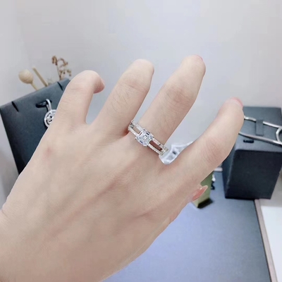 Bon prix Femmes S925 Anneaux en argent sterling Noir CZ Cube Zirconia Jeux en coupe carrée en ligne