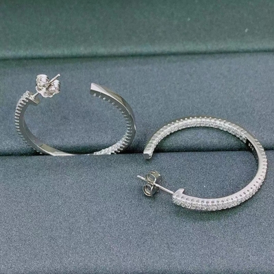 Good price Diamond Moissanite Sterling Silver Small Hoop Earrings ODM online