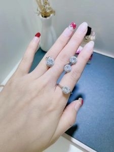 Good price Wedding Anniversaries 925 Sterling Silver Rings Set 6.39G AAA Cubic Zriconia online