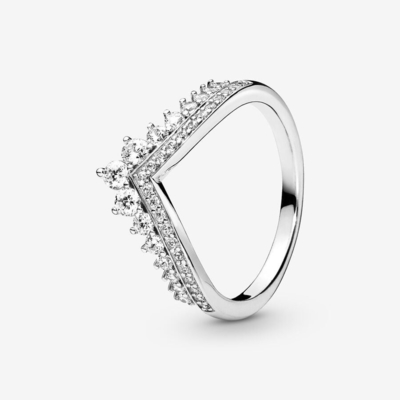 Good price Wishbone Tiara 925 Sterling Silver Rings with Clear Cubic Zirconia online