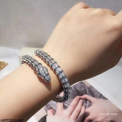 Good price 925 Sterling Silver Snake Bangle Bracelet Cuff Open Size Jewelry online