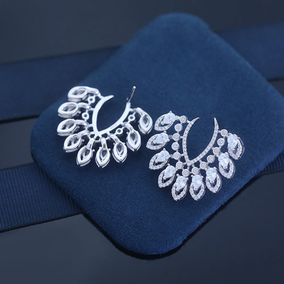 Good price Hoop Drop 925 Sterling Silver Earrings Hypoallergenic Geometric Scalloped online