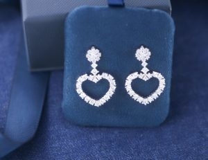 Good price Eternity Heart Cubic Zirconia 925 Sterling Silver Dangle Earrings ODM online