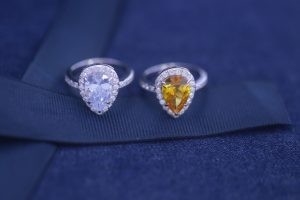 Good price Pagoda Cut Zirconia 925 Sterling Silver Rings Champagne Gold Plated 1 1.5 2 4 Carat online
