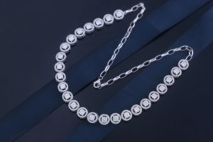 Good price S925 Sterling Silver CZ Tennis Necklace For Engagement Gift online