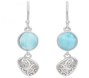 Bon prix Pièces précieuses naturelles Longues boucles d'oreilles Larimar Argent Sterling Pour les femmes en ligne