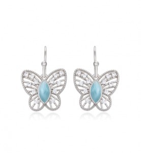 Good price Cabochon S925 Blue Larimar Silver Jewelry Butterfly Drop Earrings online