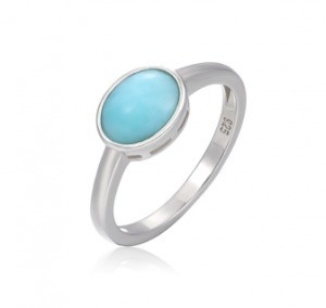 Good price Women Geometry 925 Sterling Larimar Silver Jewelry Round Natural Gemstone Ring online