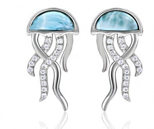 Good price Natural Gem Larimar Silver Jewelry Sea Animal Dangle Earrings online