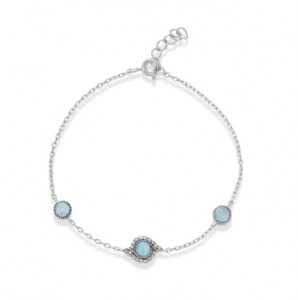 Good price Party Gift Stone Larimar Bangle Bracelet Charm Jewelry 925 Sterling Silver online