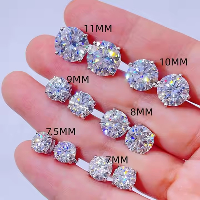 Good price Moissanite Sterling 925 Silver Stud Earrings AAAA+ Cubic Zirconia online